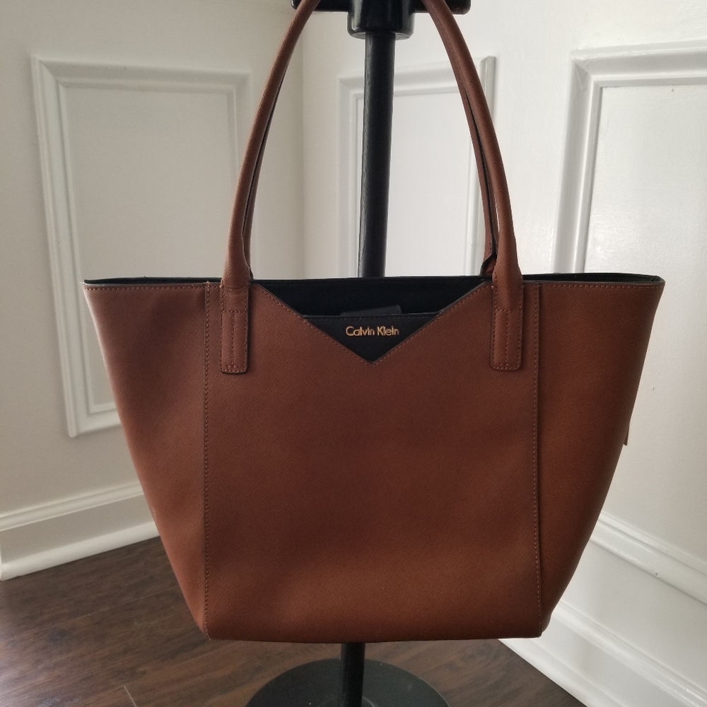 Calvin Klein camel colored large tote bag